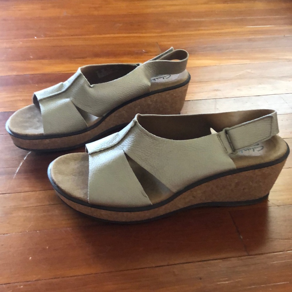 Gray wedge sandals
